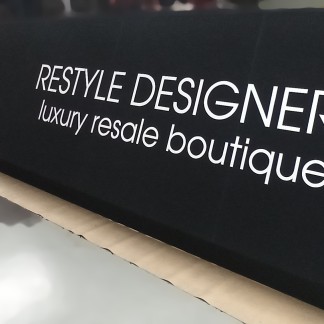 Process — layout and masking for “RESTYLE DESIGNERS” (left: “ONE GIRL BOUTIQUE”), prev. employer