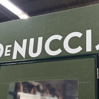 Front view — fabric cutting and vinyl lettering completed while employed at a previous company, IL, 2023